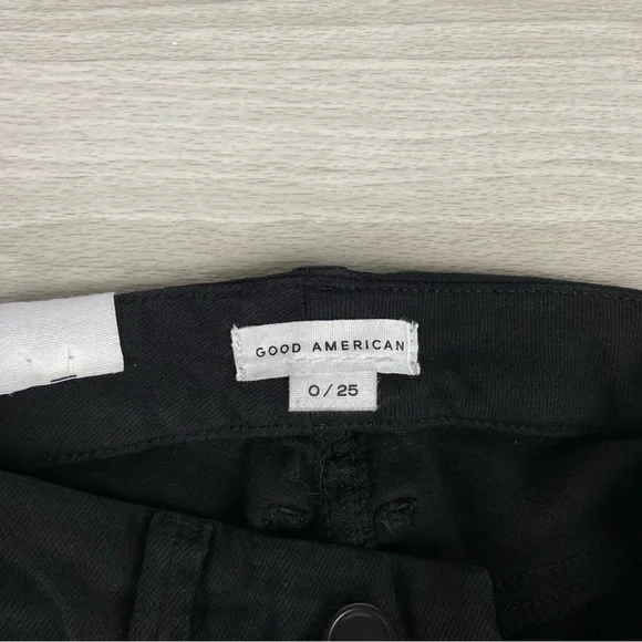 Good American Good Leg Flare Tummy Tech Jeans Size 25 Black - Picture 14 of 15